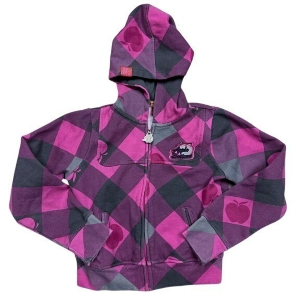 Apple Bottoms Kids Girls S‎ Pink Purple Argyle Full Zip Hoodie Y2K Fleece Jacket